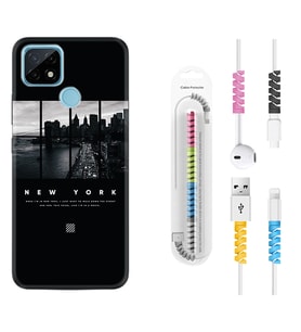Realme C11 C21 C21Y C25Y C11 2021 Kılıf Kablo Koruma Spiral Silikon New York 1612