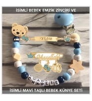 Sahi Aksesuar İsimli Bebek Emzik Zinciri ve İsimli Bebek Künye Seti BEZYI784