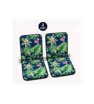 2 Adet Rattan Arkalıklı Sandalye Minderi 4cm Tropikal Yeşil