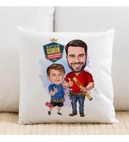 Kişiye Özel Mimar Baba ve Oğlu Karikatürlü Yastık