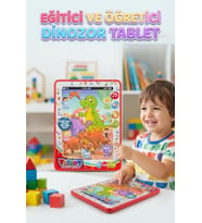 Dinozor Temalı Eğitici Sesli Dil ve Motor Becerisi Geliştirici İnteraktif Oyuncak Tablet