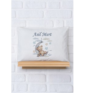 Pia Baby Premium %100 Pamuk İsme Özel Erkek Bebek Yastık Kılıfı 35*45 cm 5018-12