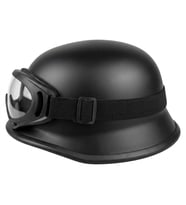Motosiklet Chopper Kaskı Yarım Retro Cruiser Gözlüklü Kask Mat Siyah
