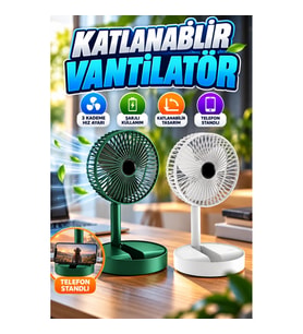3 Kademe Hız Ayarlı Katlanabilir Şarjlı Mini Vantilatör Telefon Standlı Soğutucu Pervane