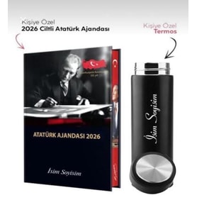 Kişiye Özel 2026 Atatürk Ciltli Ajanda ve Termos