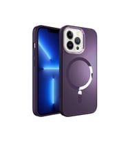 Apple iPhone 13 Pro Max Uyumlu Kılıf M-safe Wireless Şarj Özellikli Zore Stil Kapak (Koyu Mor)