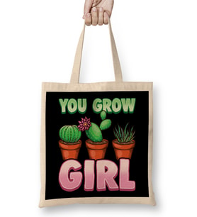 You Grow Girl Gardening Pun Planting Succulents Bez Çanta Uzun Saplı