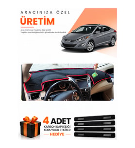 HYUNDAİ ELANTRA (2011-2017) Uyumlu Torpido Koruma Örtüsü Oto Kılıfı - Siyah Kırmızı
