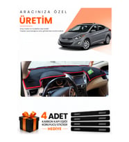 HYUNDAİ ELANTRA (2011-2017) Uyumlu Torpido Koruma Örtüsü Oto Kılıfı - Siyah Kırmızı