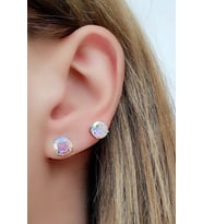 Swarovski Taşlı 925ayar Gümüş Tek Taş Küpe 7mm