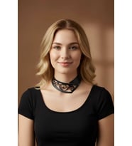 Lazer Kesim 2 parça Şık Deri Choker, Deri Kolye (Kırmızı)