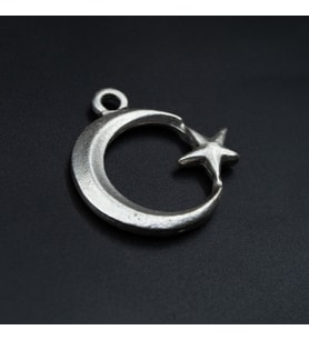 Ay Yıldız Kolye Ucu - Antik Gümüş Kaplama - Kod:1610