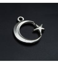 Ay Yıldız Kolye Ucu - Antik Gümüş Kaplama - Kod:1610
