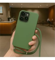 Coverzone Apple iPhone 16 Pro Max ile Uyumlu ?pli Boyun Ask?l? Silikon K?l?f Kadife ?� Yap?l? Dulcet Epiphany boyun �apraz as?labilen ?pli K?l?f Ye?il