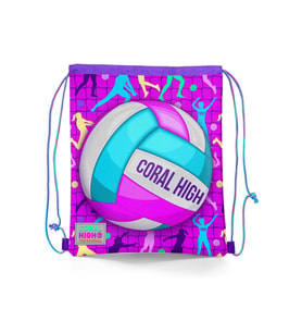 Coral High Kids Pembe Mor Voleybol Desenli İpli Büzgülü Sırt Çantası 12649