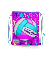 Coral High Kids Pembe Mor Voleybol Desenli İpli Büzgülü Sırt Çantası 12649