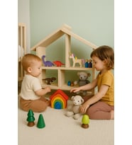 Ahşap Montessori Çocuk Oyun Evi - Doğal El Yapımı Büyük Boy Oyuncak Ev