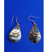 Bakır Küpe, Saf Bakır Usta İşi El Yapımı Şık Tasarım, (Çiçek Desenli )