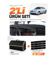 e-biz OPEL OMEGA (1993-2003) Uyumlu Torpido Örtüsü + Deri Bagaj Çantası Seti - Siyah-Bej - OP013