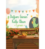 Kişiye Özel Dinozor İsimli Doğum Günü Pankartı, Doğum Günü Afişi, Çocuk, Bebek İyi ki Doğdun Banner 50x150cm (Kırmızı)