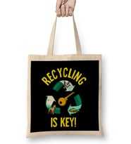 Recycling Is Key Cute Eco Environment Health Bez Çanta Uzun Saplı