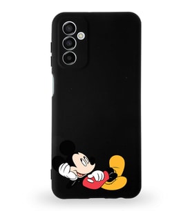 Samsung Galaxy M23 Uyumlu Lansman Kılıf Altı Kapalı İçi Kadife  Mickey Mouse-F Tasarımlı  Kapak (Şeffaf)