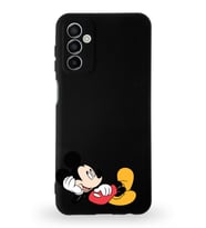 Samsung Galaxy M23 Uyumlu Lansman Kılıf Altı Kapalı İçi Kadife  Mickey Mouse-F Tasarımlı  Kapak (Şeffaf)