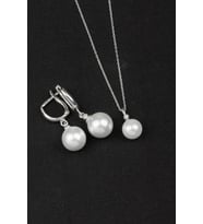 İNCİ KOLYE VE KÜPE SETİ 925 Ayar Gümüş Set