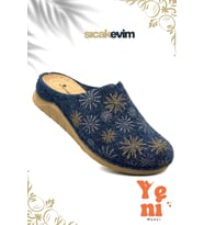 Kadın Ev Terliği – Poli Taban Hafif Tabanlı Sıcak Tutan Ev Terliği Lacivert