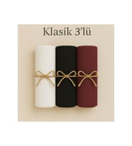 Penye Pamuksu Şal Klasik 3 lü Set (Beyaz)