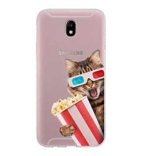 PrintiFy Samsung Galaxy J7 Pro ile Uyumlu 1mm Slim Fit Kedi 1 050b Baskılı Şeffaf  Kılıf