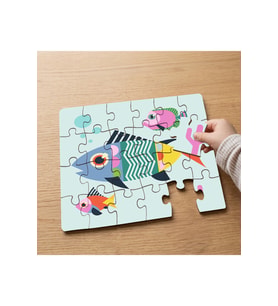 Desenli Balıklar Tasarımlı 24 Parça Ahşap Çocuk Puzzle MPK0517