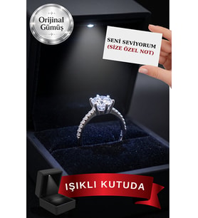 Işıklı Kutuda 1.25 Carat Kadın Gümüş Yüzük