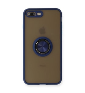 Apple İphone 7 Plus Kılıf Montreal Yüzüklü Silikon Kapak - Lacivert