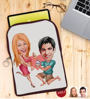 BK Gift Kişiye Özel Sevgililer Karikatürlü Taşınabilir Koruyucu Tablet Kılıfı & Organizer Çanta - Bordo-19