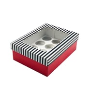 22x30x10 Pencere Kapaklı 12'li CupCake Kutusu (10 Adet)