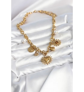 316L Çelik Gold Renk Charmlı Model Kadın Kolye 5886 - SSSSSS8948-5377