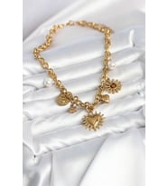316L Çelik Gold Renk Charmlı Model Kadın Kolye 5886 - SSSSSS8948-5377