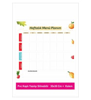 Haftalık Menü Planlayıcı Pvc Kaplı Yazılıp Silinebilir   30x30 Cm