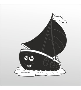 Folyo Sticker Gülen Tekne 90 cm uzunluk (Karışık)