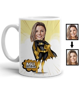 Kişiye Özel Super Girl Karikatürlü Kupa Bardak