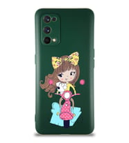 Realme 7 Pro Soft Premier Kapak Vespagirl Tasarımlı Silikon Kılıf - Yeşil (Şeffaf)