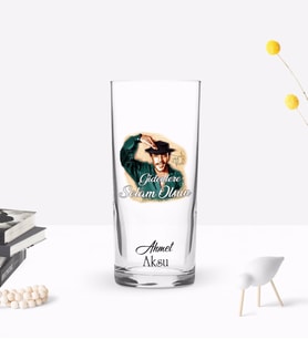 BK Gift Kişiye Özel Renkli Baskılı Turist Ömer Tasarımlı Rakı Bardağı-1 (Beyaz)