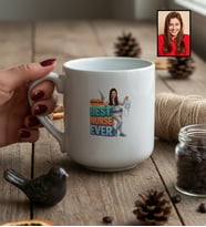Kişiye Özel Karikatürlü Hemşire Best Nurse Ever Kupa Bardak Tıp Bayramı Hediyesi