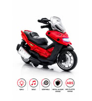 Işıklı Ve Sesli Sürtmeli Metal Oyuncak Motor 14 cm Diecast Maket Motosiklet Xmax Scooter Kırmızı