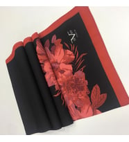 Çiçekli Desen Modal Seri Şal Eşarp Askısı ile Birlikte 75x200 cm Kırmızı Siyah-7
