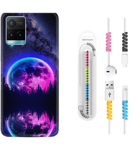 Vivo Y11S Y21S Y20 Y20S Y70 Kılıf Kablo Koruma Spiral Silikon Star Planet 1652