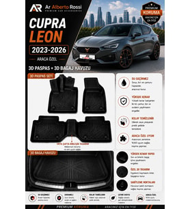 CUPRA LEON 2023-2026 Araca Özel 3D Paspas + 3D Bagaj Havuzu