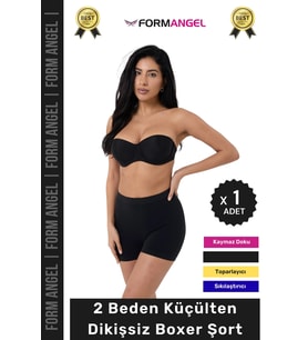 #Şort 2 Beden Küçülten Toparlayıcı Bel Sıkılaştırıcı Şekillendirici Yüksek Bel Dikişsiz Boxer Şort
