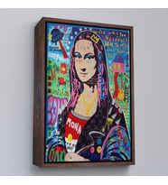 Çerçeveli Banksy Renkli Mona Lisa Kanvas Tablo, Pop Art, Sokak Sanatı, Kanvas Tablo (Siyah)